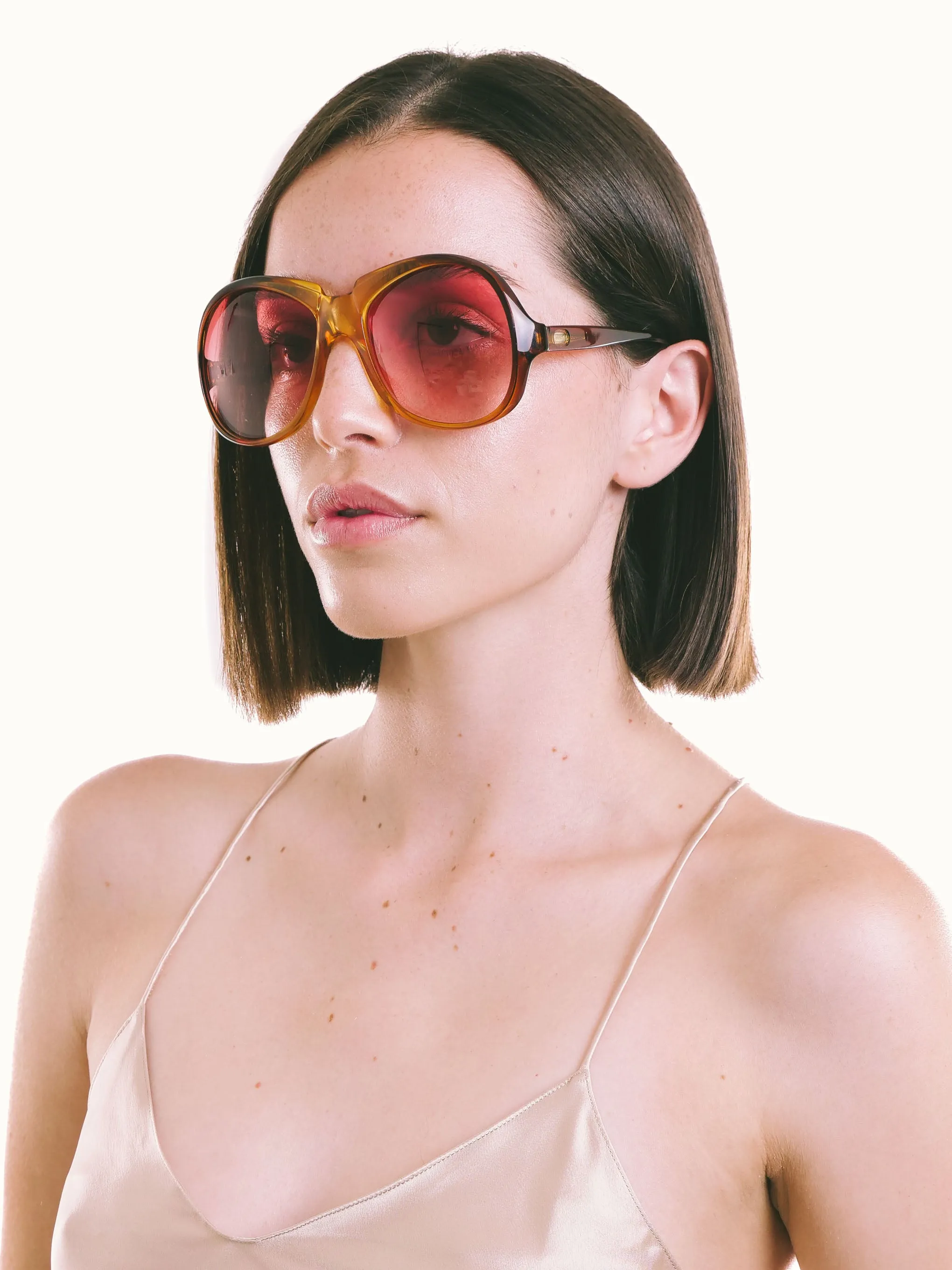 1970s Givenchy Amber Oversized Sunglasses