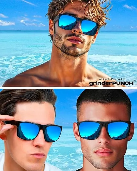 2 Pack XL Polarized Big Wide Frame Sports Driving Sunglasses (Blue Mirror Lens)
