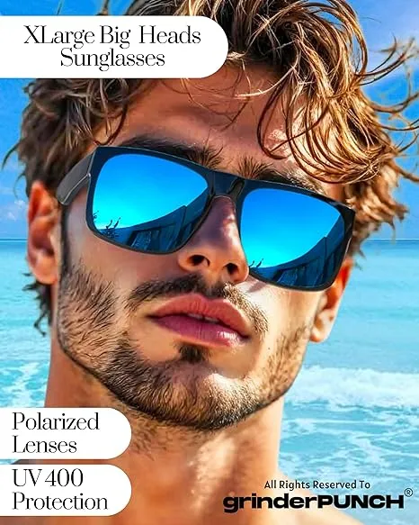 2 Pack XL Polarized Big Wide Frame Sports Driving Sunglasses (Blue Mirror Lens)