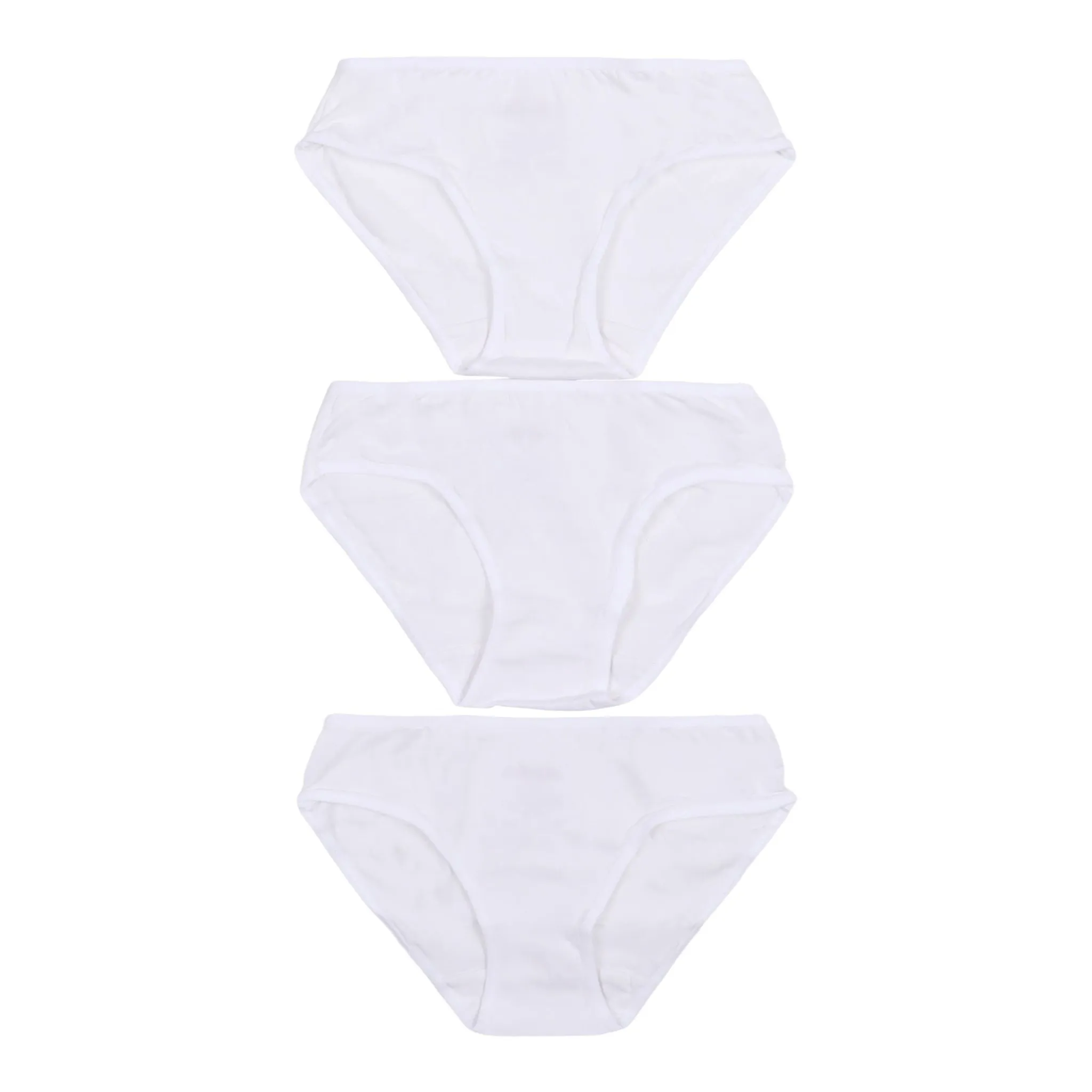 3 Pack White Cotton Spandex Bikinis