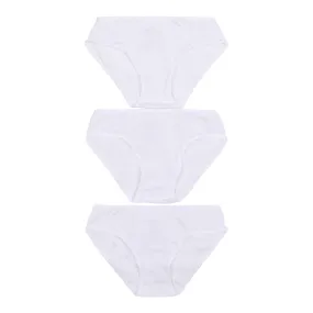 3 Pack White Cotton Spandex Bikinis