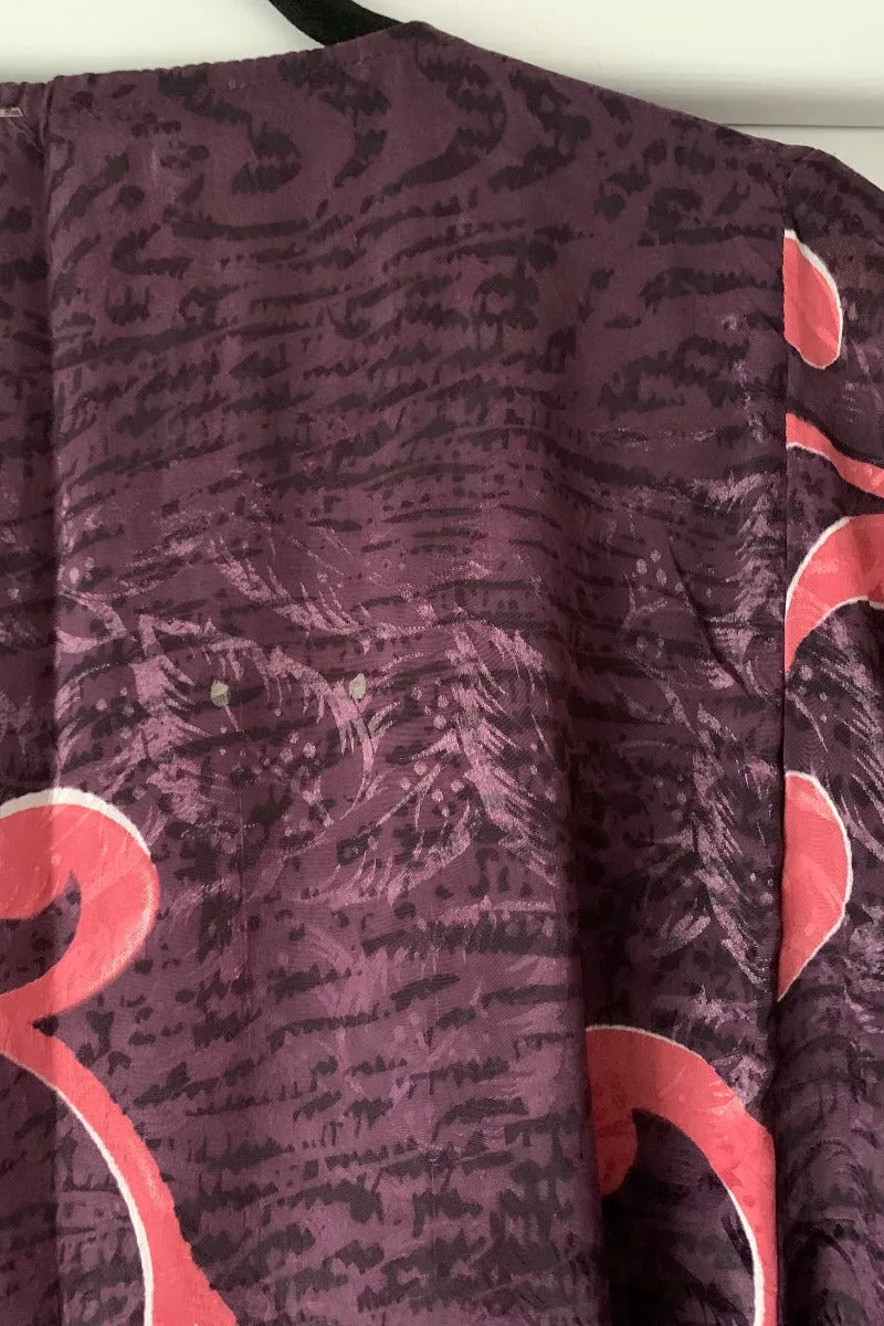 Aquaria Robe Dress - Blackberry Vines - Vintage Sari - Free Size XS