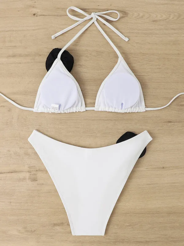 Blue Zone Planet |  3D flower triangle lace-up bikini