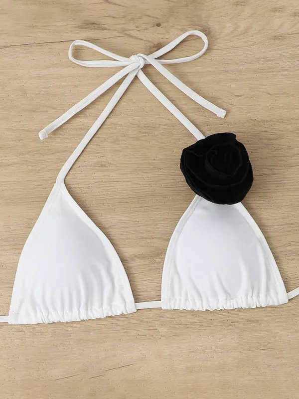 Blue Zone Planet |  3D flower triangle lace-up bikini