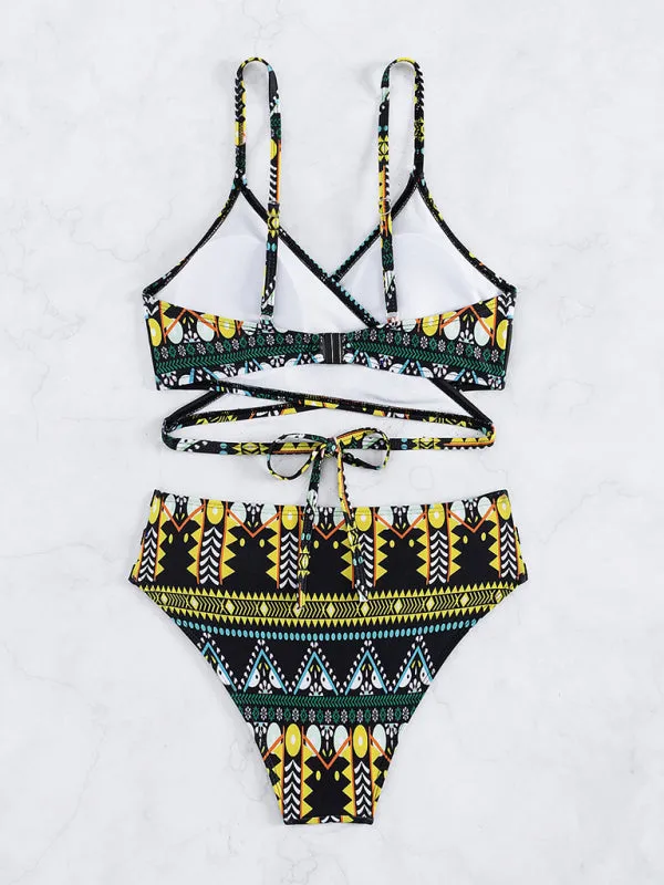 Blue Zone Planet |  Aztec print elastic two piece bikini