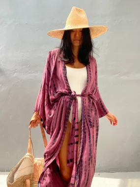 Blue Zone Planet |  Beach Tie Dye Graphic Print Sun Protection Cardigan Bikini Cover Up