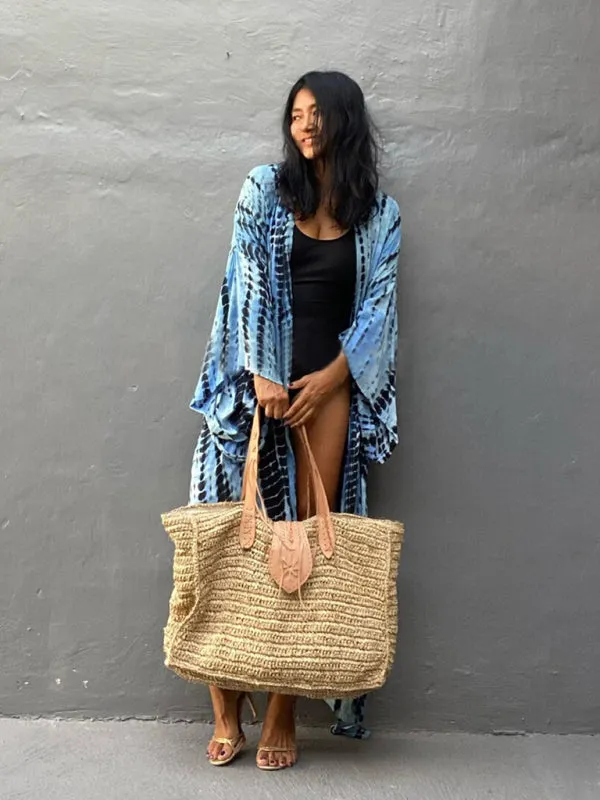 Blue Zone Planet |  Beach Tie Dye Graphic Print Sun Protection Cardigan Bikini Cover Up
