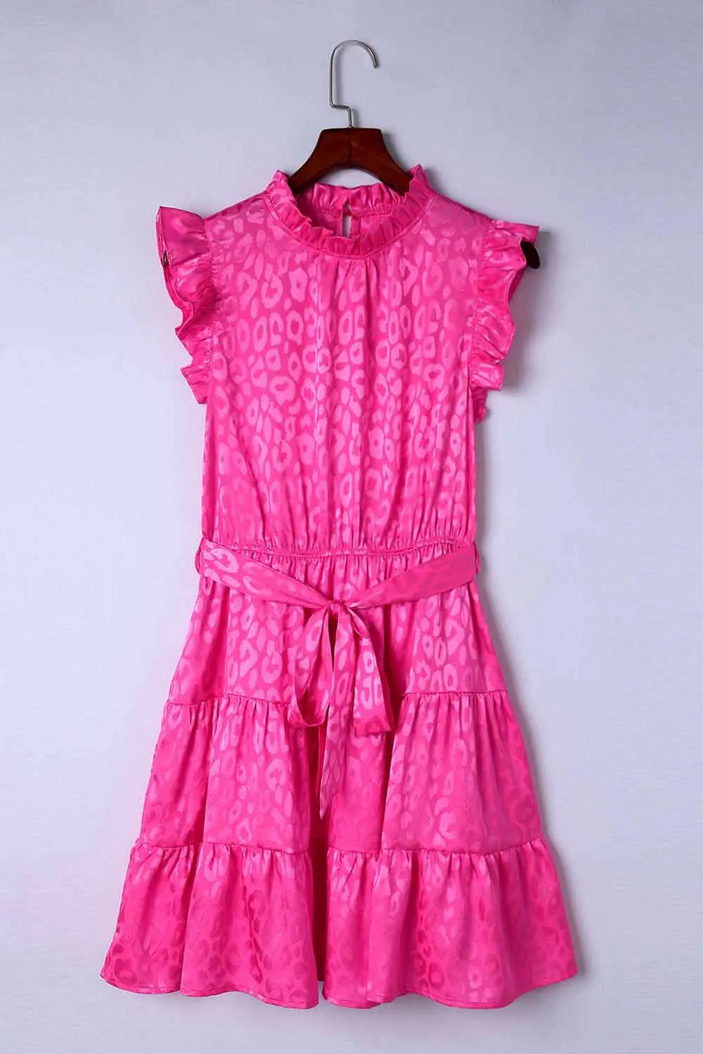 Blue Zone Planet |  Leopard Tie Belt Tiered Dress