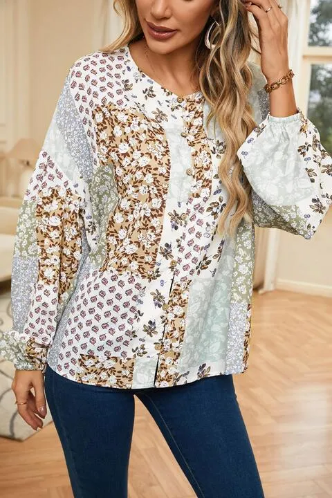 Blue Zone Planet |  Printed Button Up Long Sleeve Shirt