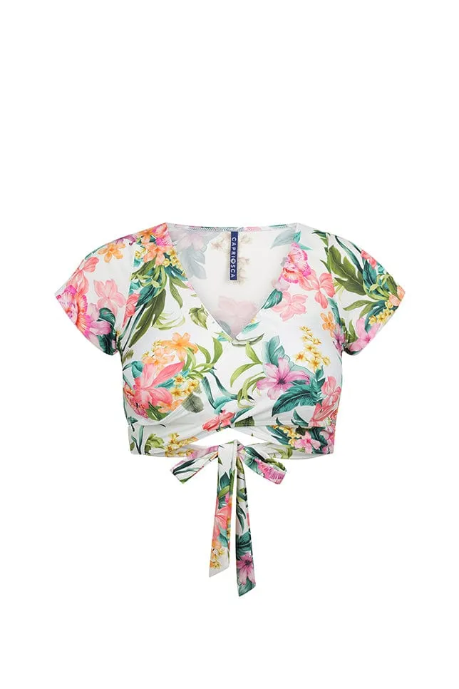Bora Bora White Wrap Crop Top