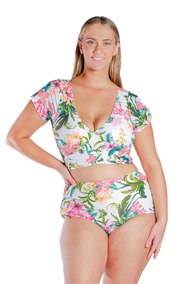 Bora Bora White Wrap Crop Top