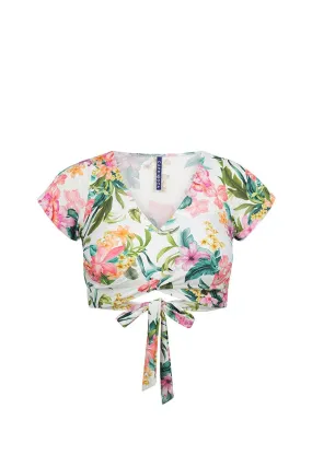 Bora Bora White Wrap Crop Top