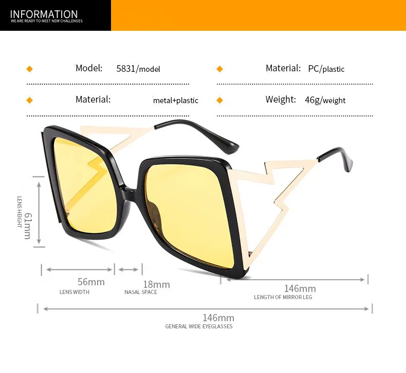 BOW TIE Hollow Oversize Square Sunglasses