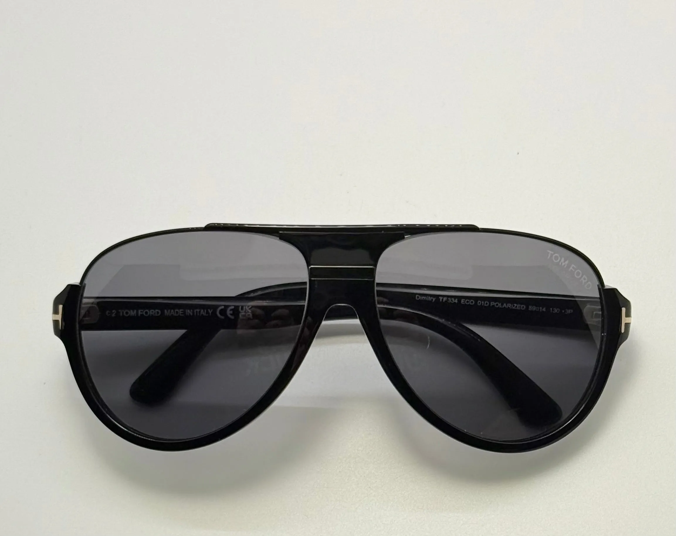 BRAND NEW TOM FORD DIMITRY TF334 ECO 010 POLARIZED AVIATOR SUNGLASSES – BLACK/GREY