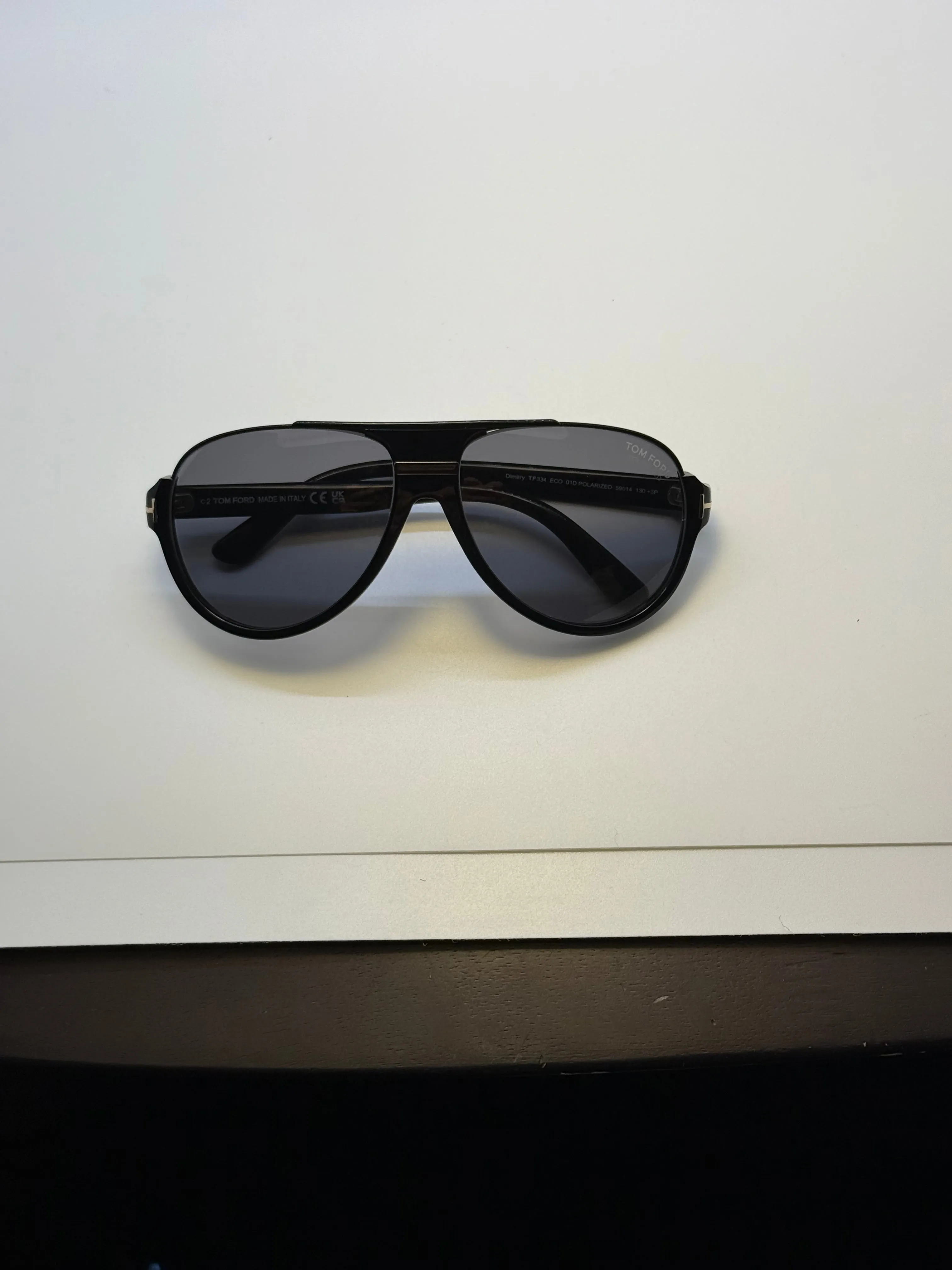 BRAND NEW TOM FORD DIMITRY TF334 ECO 010 POLARIZED AVIATOR SUNGLASSES – BLACK/GREY