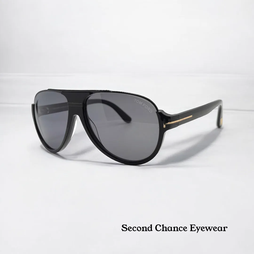 BRAND NEW TOM FORD DIMITRY TF334 ECO 010 POLARIZED AVIATOR SUNGLASSES – BLACK/GREY