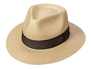 Broner Solid Tan Staw With Brown Band Fedora