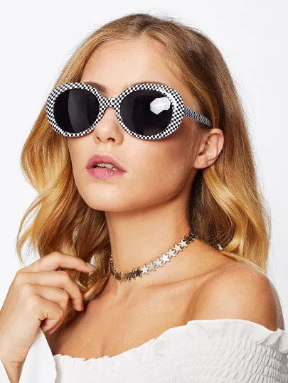 Checkered circle retro sunglasses