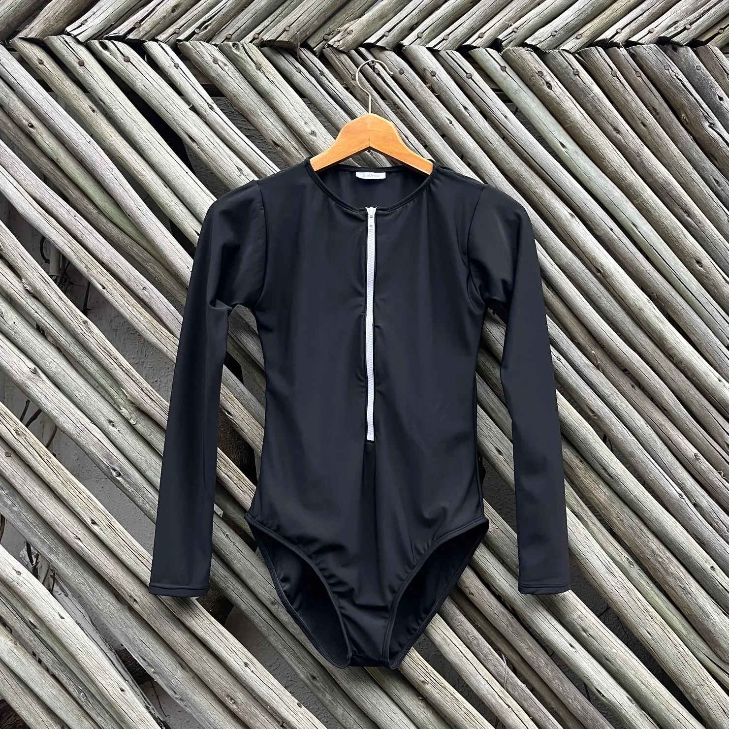 Classic Black Front White Zip Swimsuit