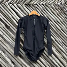 Classic Black Front White Zip Swimsuit