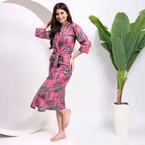 Cotton Kimono Pink Robes - Ideal for Lounge & Beach Wear