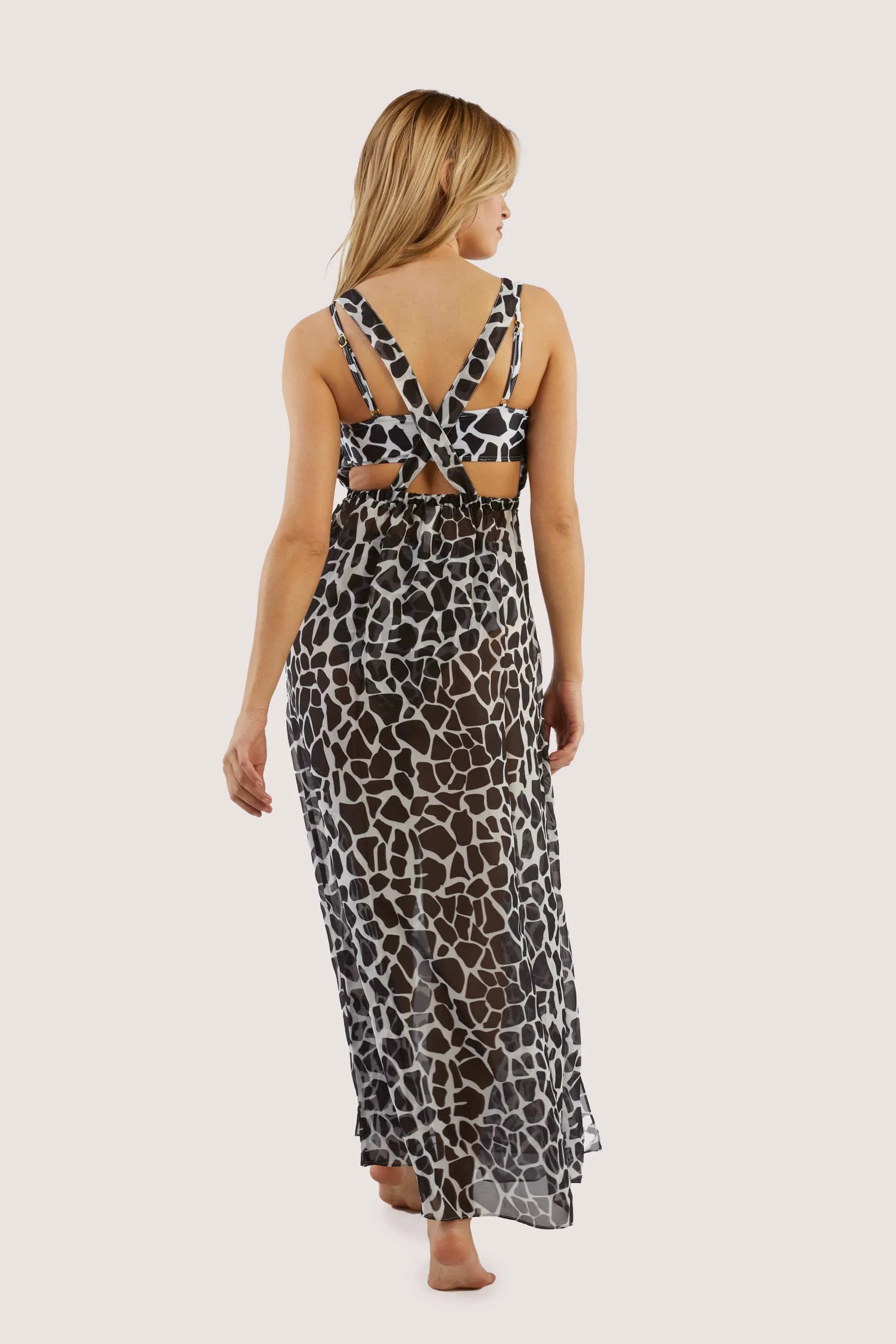 Cross Back Maxi Beach Dress White Giraffe