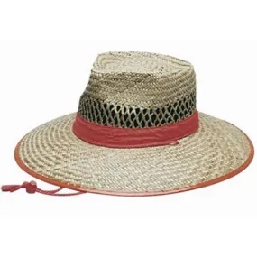 Generate Wide Brim Straw Hat with Orange Trim