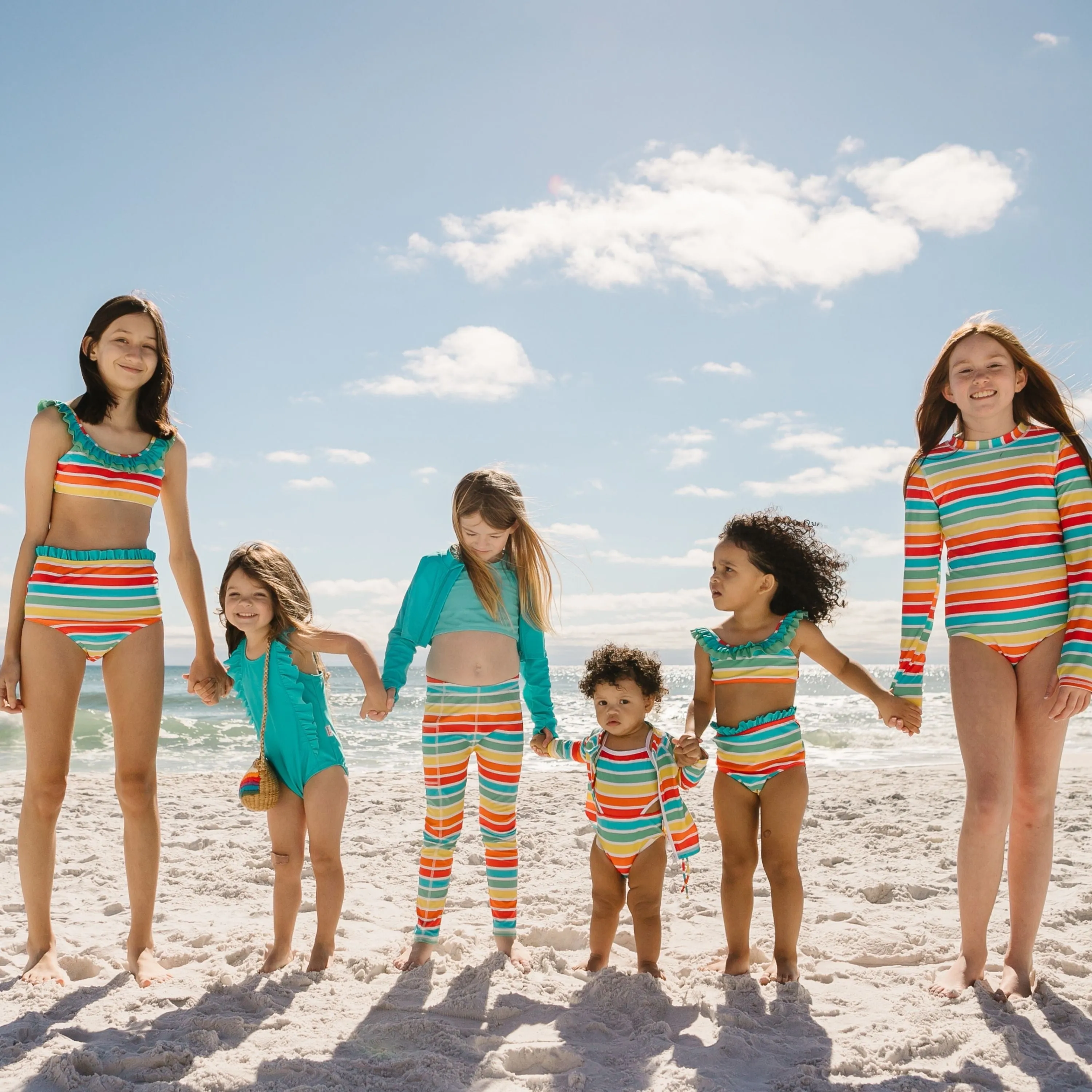 Girls Bikini 2 Piece Ruffle Swimsuit Set - "Rainbow"