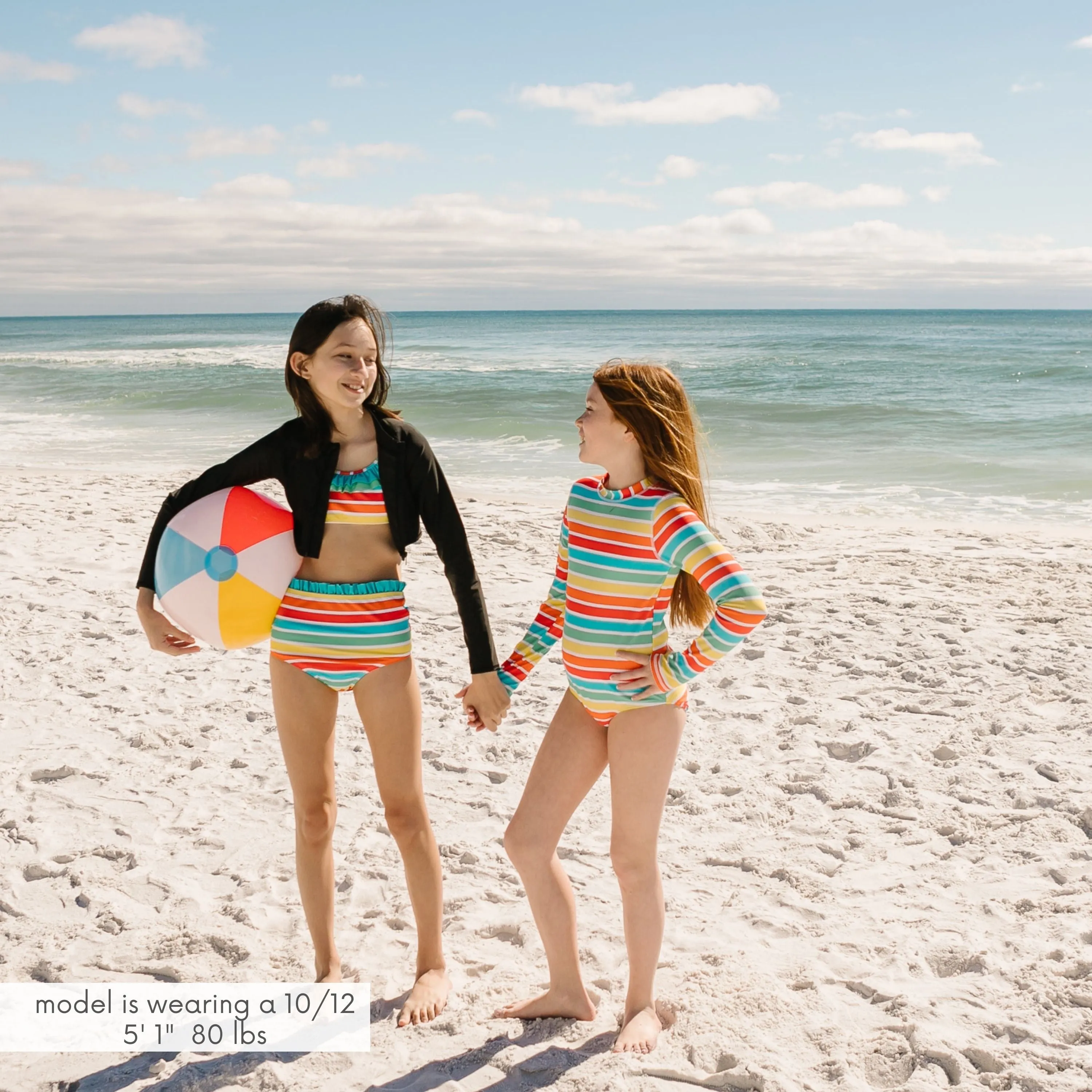 Girls Bikini 2 Piece Ruffle Swimsuit Set - "Rainbow"