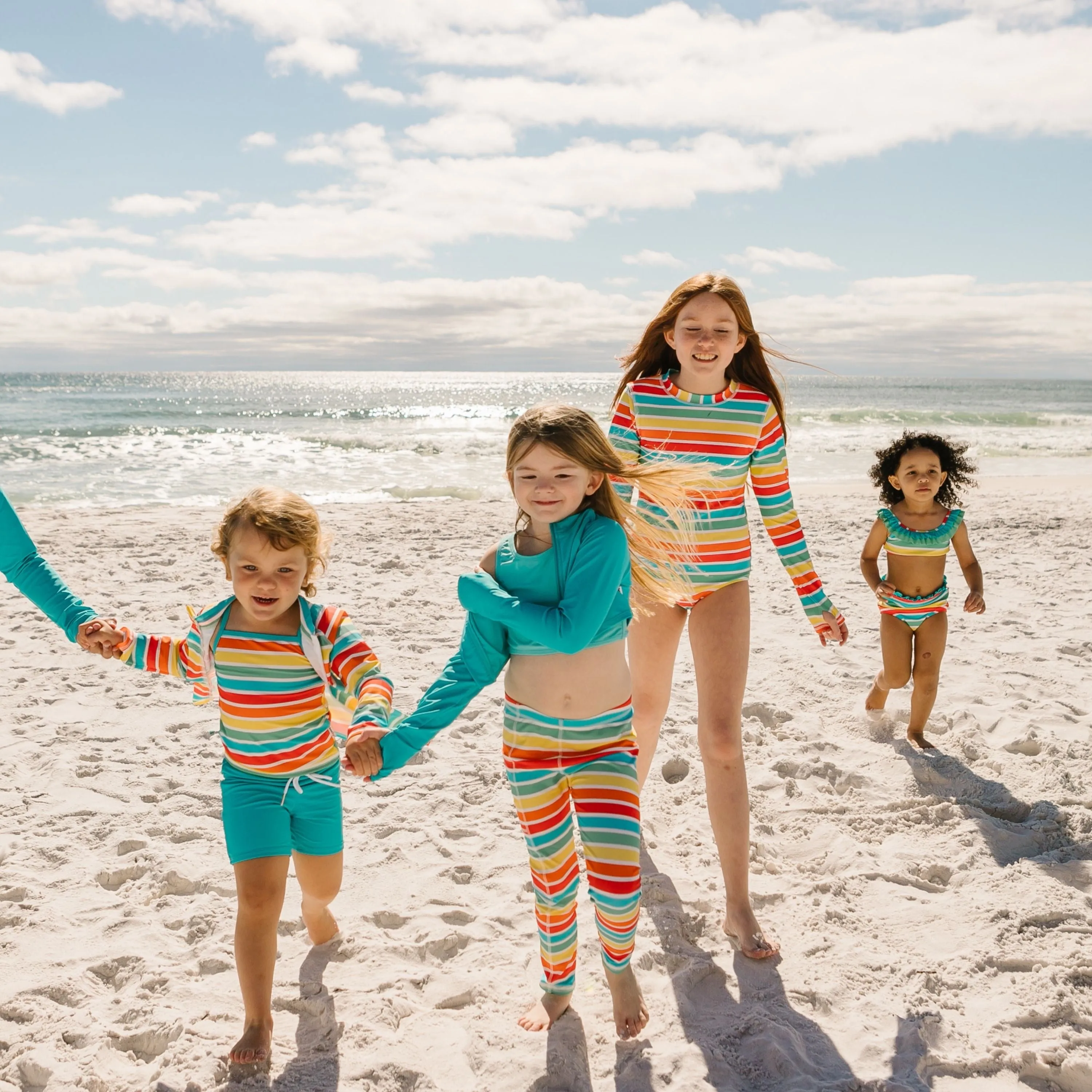 Girls Bikini 2 Piece Ruffle Swimsuit Set - "Rainbow"