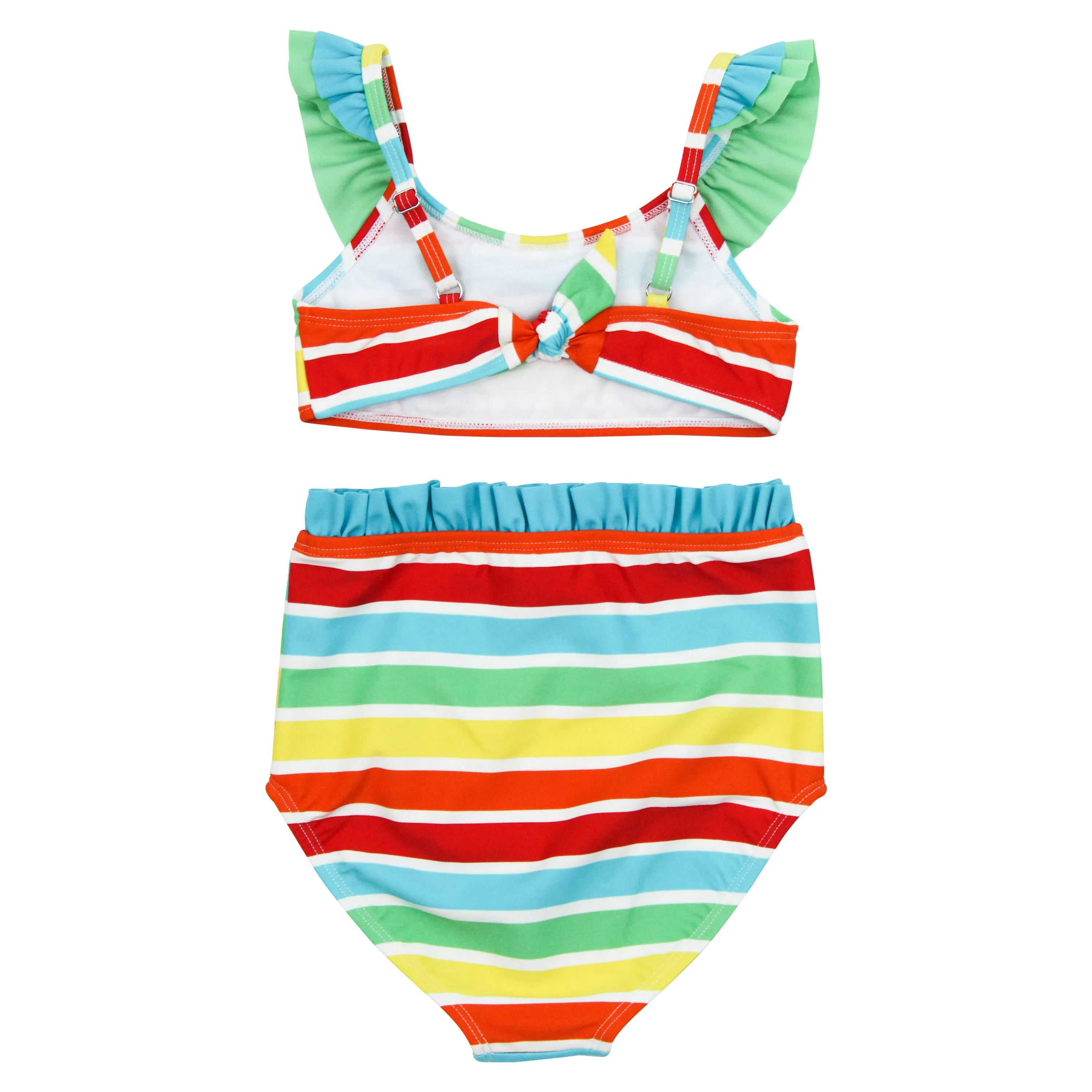 Girls Bikini 2 Piece Ruffle Swimsuit Set - "Rainbow"