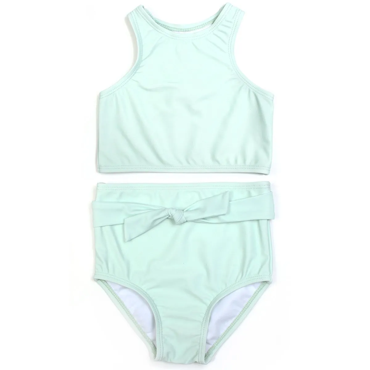 Girls Halter Top High-Waisted Set (2 Piece) | "Tied with a Bow" Whispering Blue