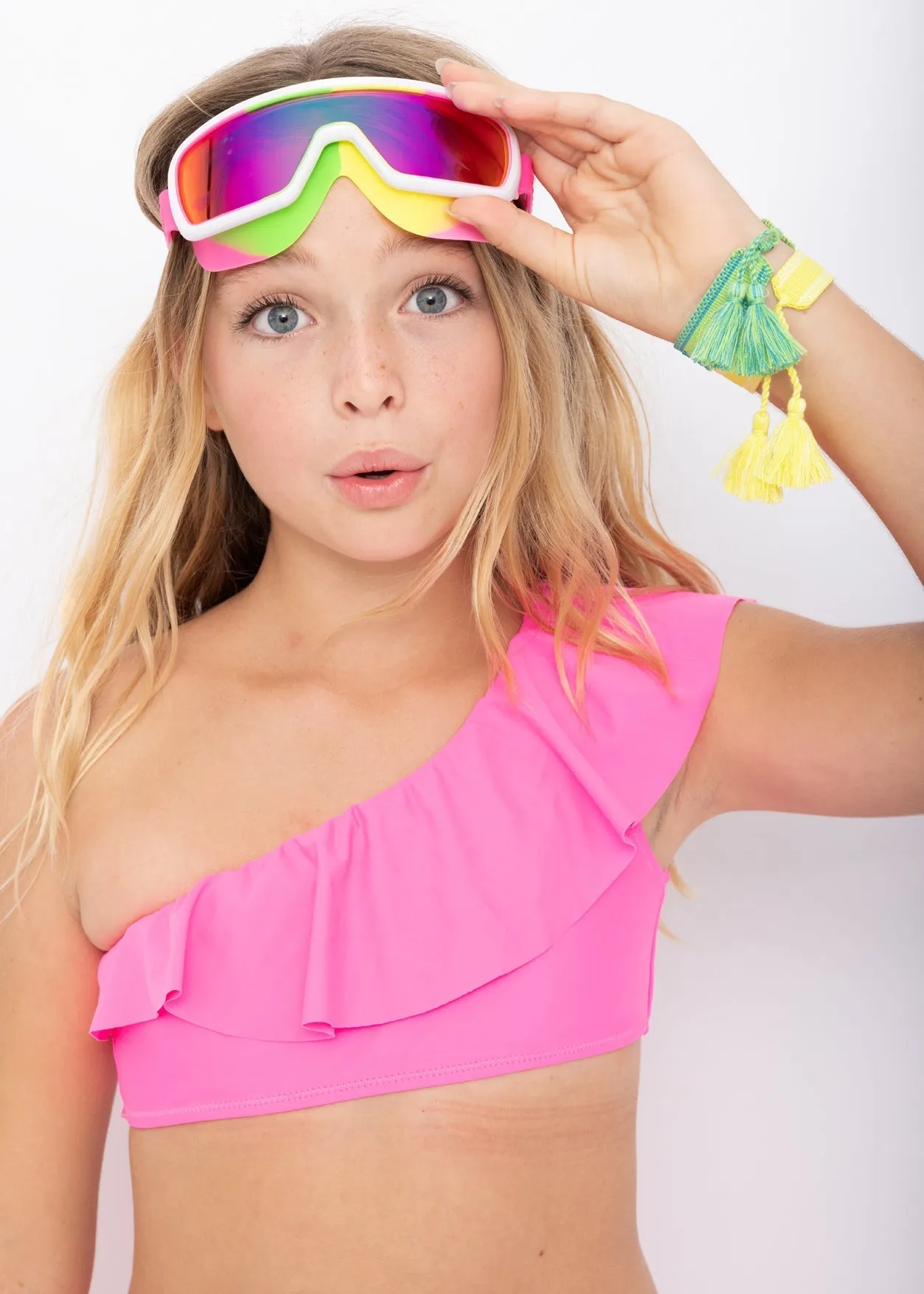 Girls "J'Adore" Neon Yellow Wristband