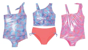 GT-LT440 - Wholesale Toddler Girl's Foiled Heart Print One-Piece & Two-Piece Swimsuits