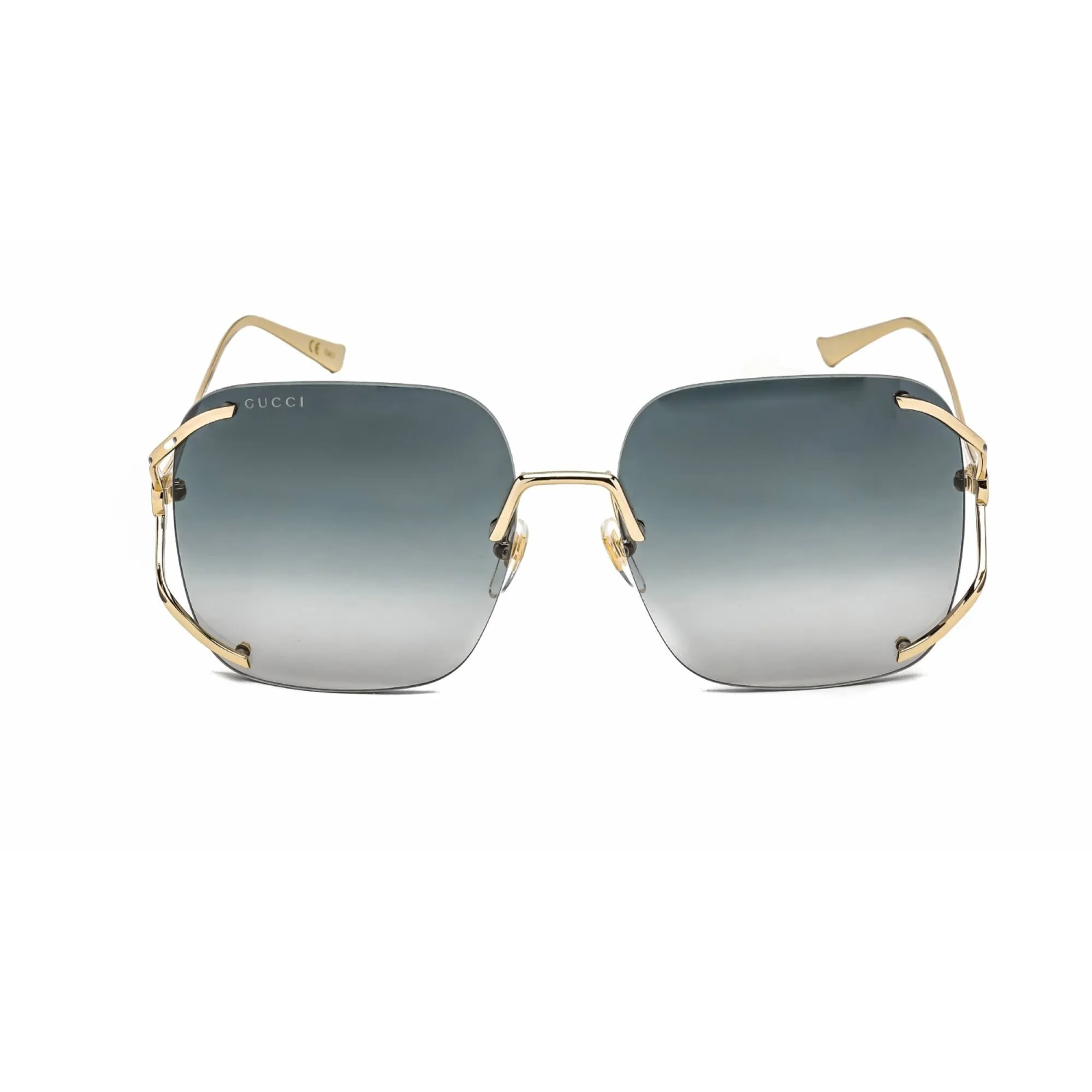 Gucci Unisex Sunglasses - Gold Metal Oversized Rimless Frame Grey Lens | GG0646S 001