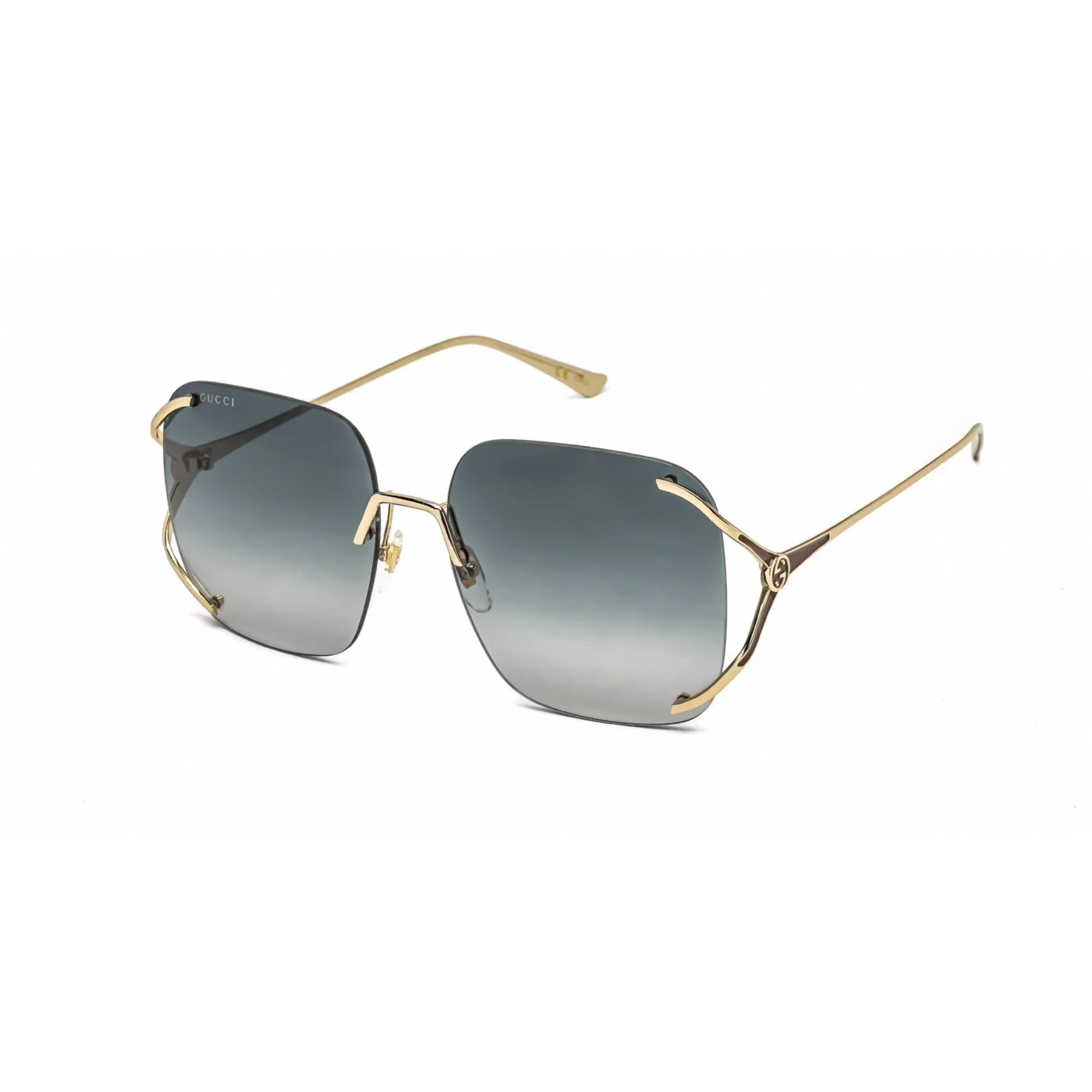 Gucci Unisex Sunglasses - Gold Metal Oversized Rimless Frame Grey Lens | GG0646S 001
