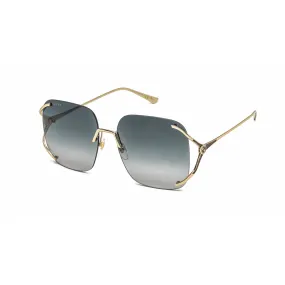 Gucci Unisex Sunglasses - Gold Metal Oversized Rimless Frame Grey Lens | GG0646S 001