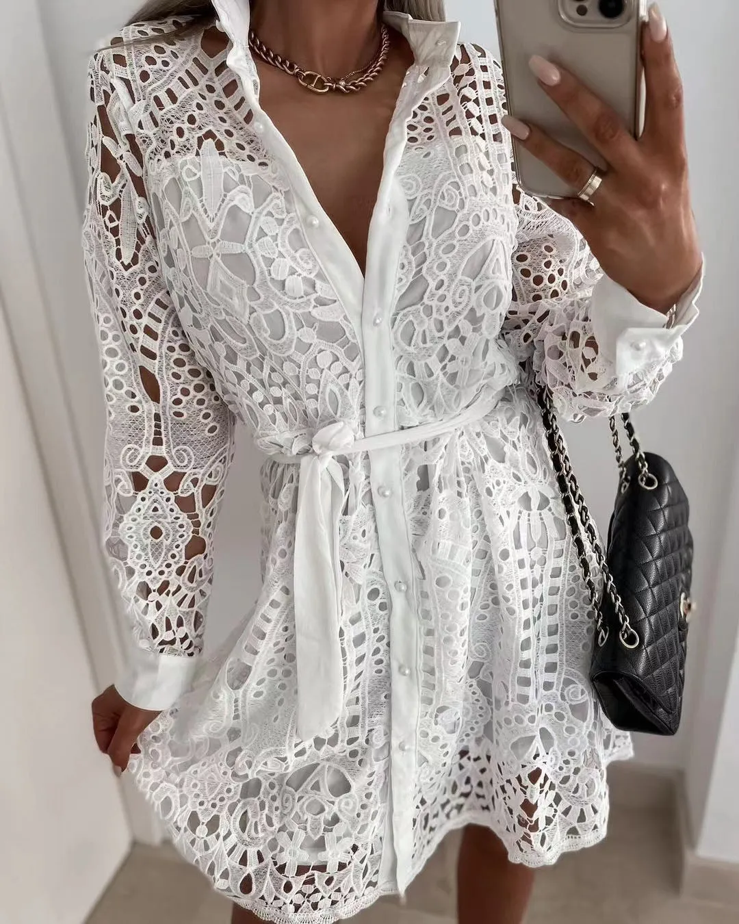 Hannah - Robe chemise à lacets