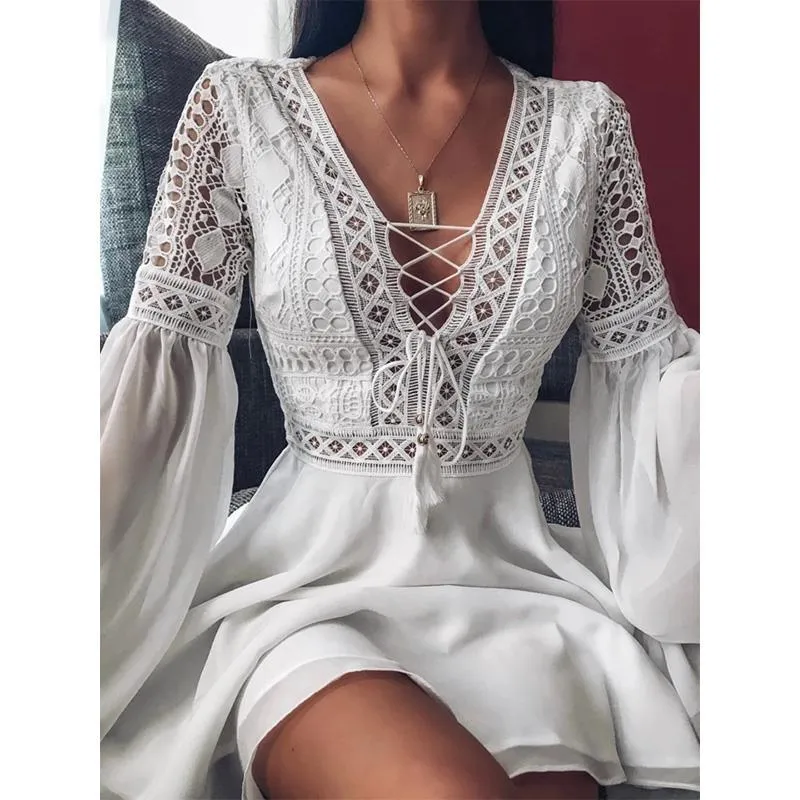 Hannah - Robe chemise à lacets