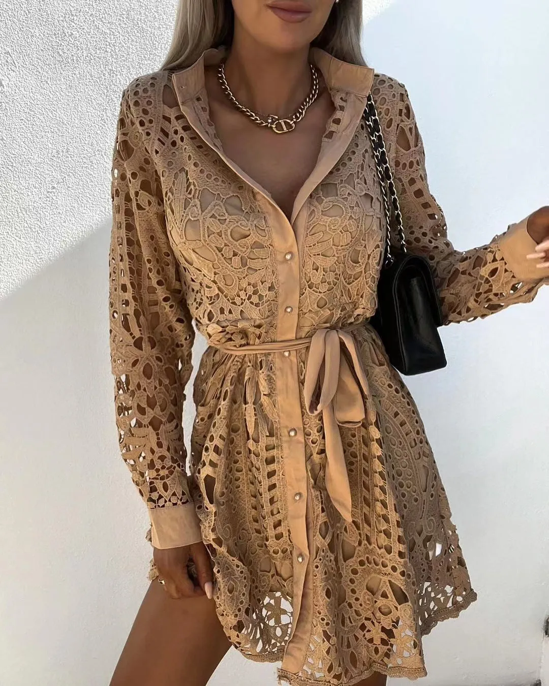 Hannah - Robe chemise à lacets