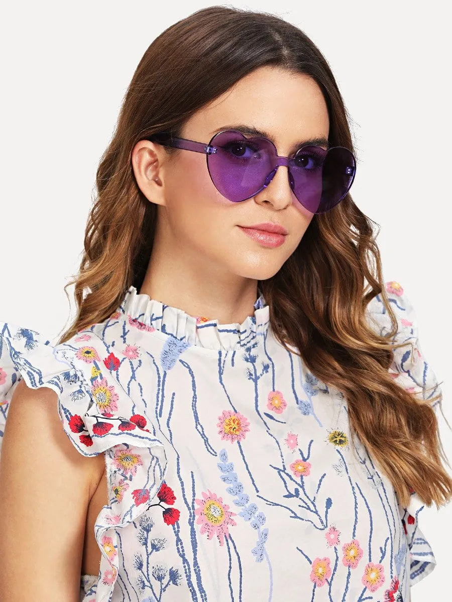 Heart shaped retro color sunglasses
