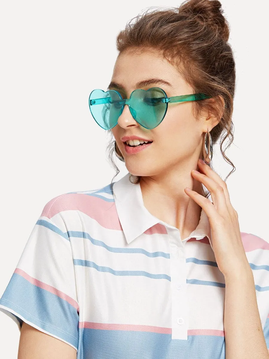 Heart shaped retro color sunglasses