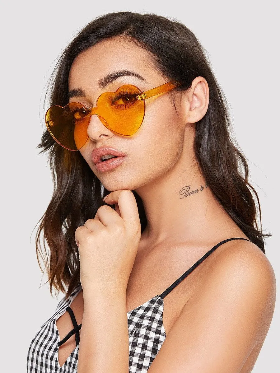 Heart shaped retro color sunglasses