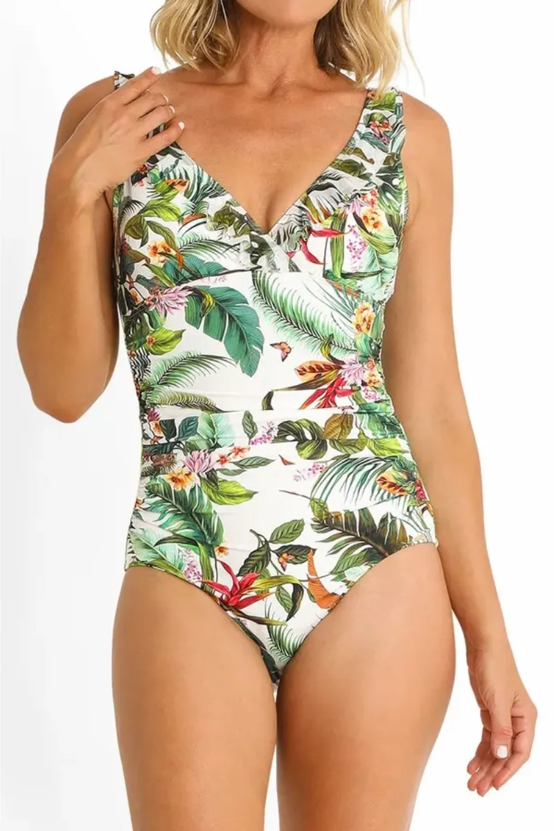 Jantzen Meka Multi Fit Mesh Frill One Piece White