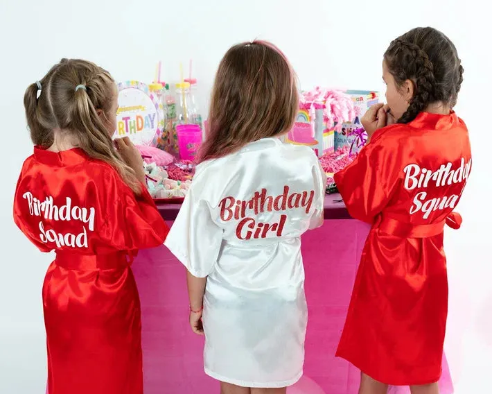 Kids Satin Robes for Junior Bridesmaids and Flower Girls - Script Glitter Arrow and Heart