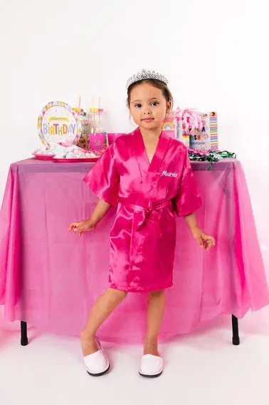 Kids Satin Robes for Junior Bridesmaids and Flower Girls - Script Glitter Arrow and Heart
