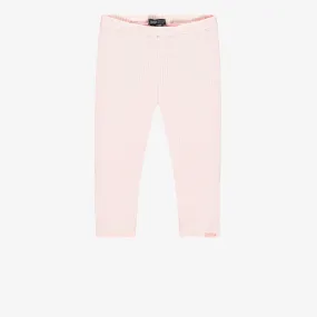 Legging rose pâle longueur ¾ en tricot côtelé, enfant || Light pink ¾ length legging in ribbed knit, child