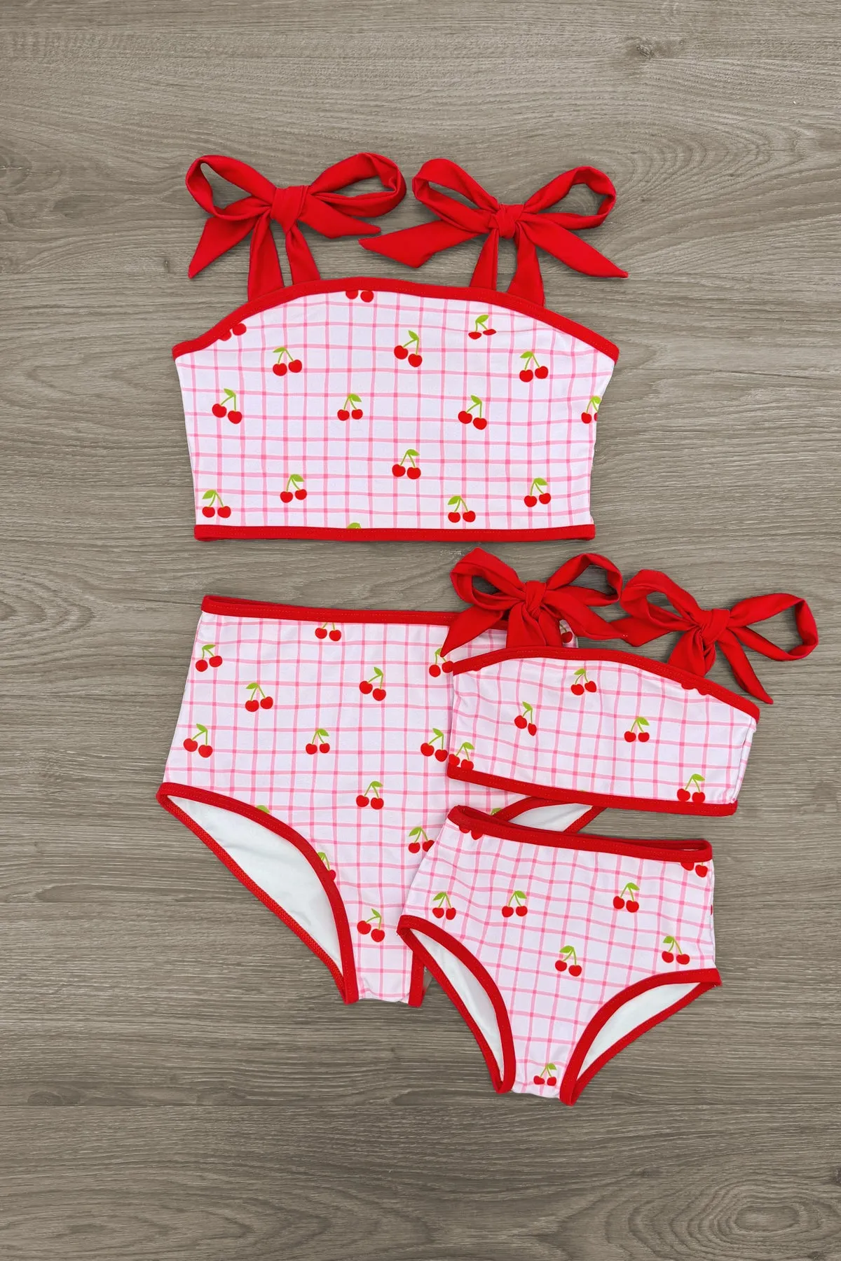 Mom & Me - Pink & Red Cherry Bikini