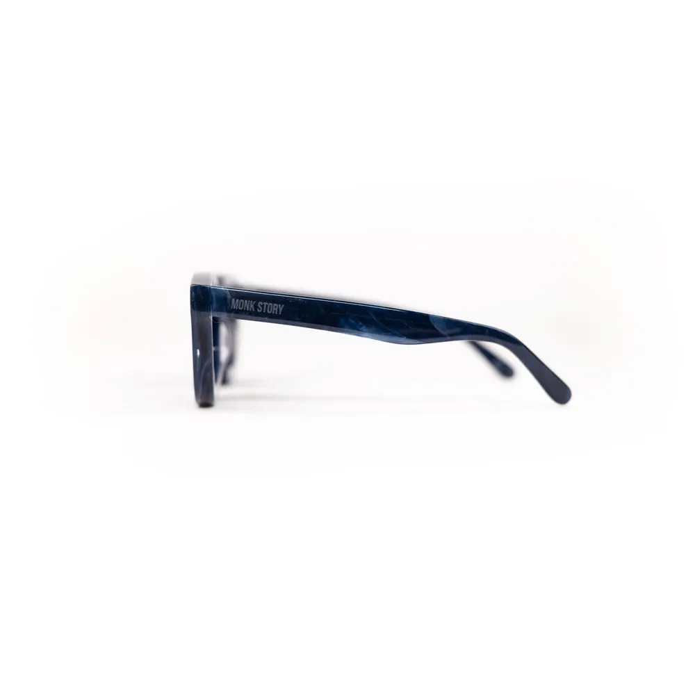 MonkStory Thick Acetate Unisex Sunglasses - Marbleous Blue