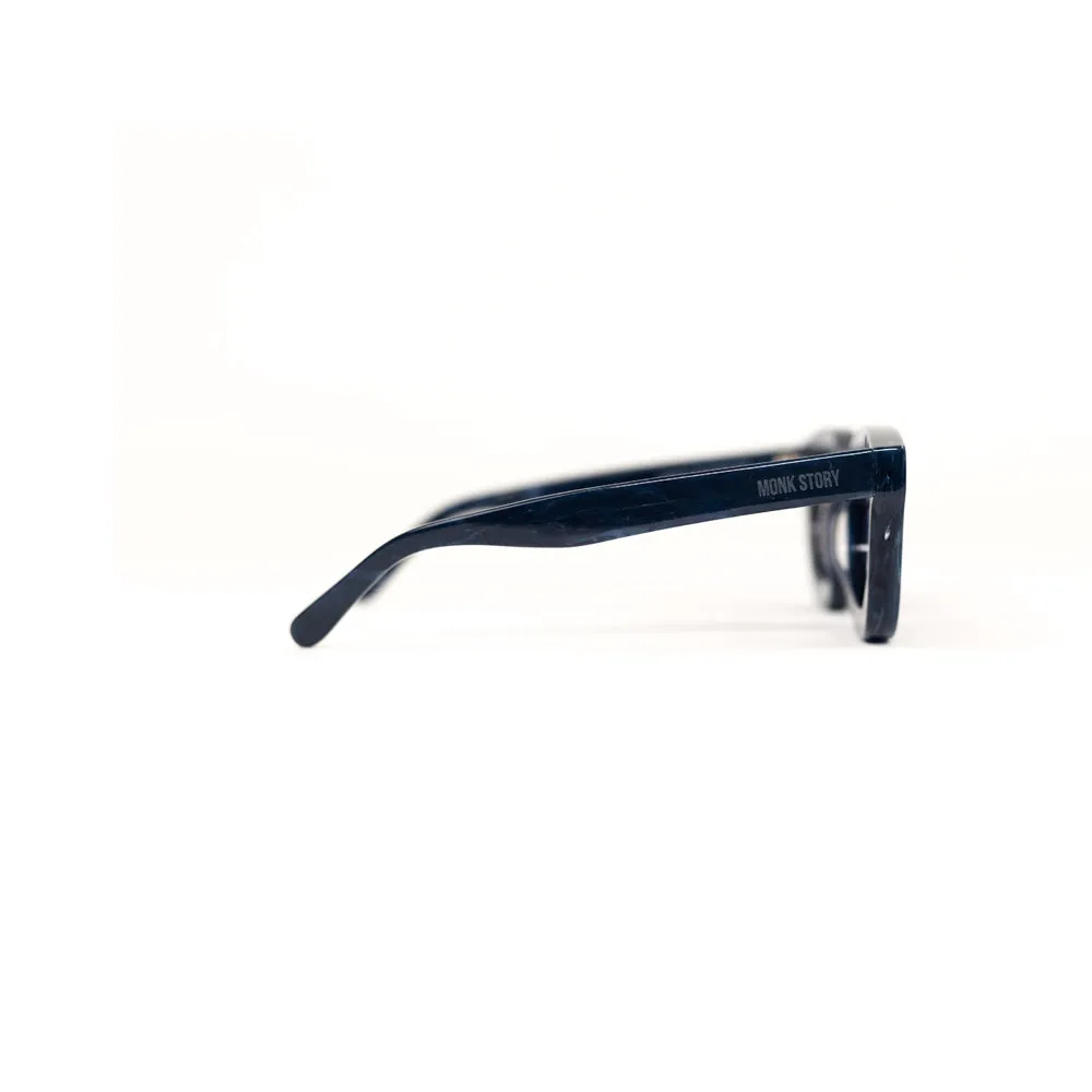 MonkStory Thick Acetate Unisex Sunglasses - Marbleous Blue